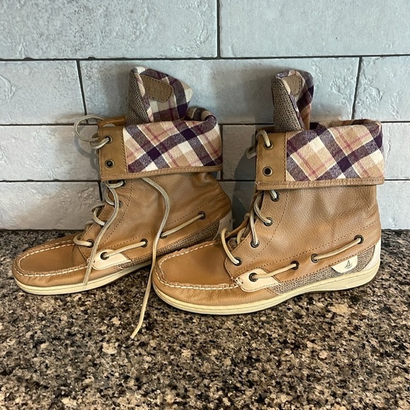 Sperry Women's Tan Plaid Ankle Boots - Picture 3 of 8